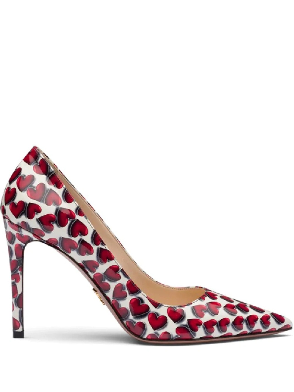 Prada Women's Heart Print Heels - Patent Leather